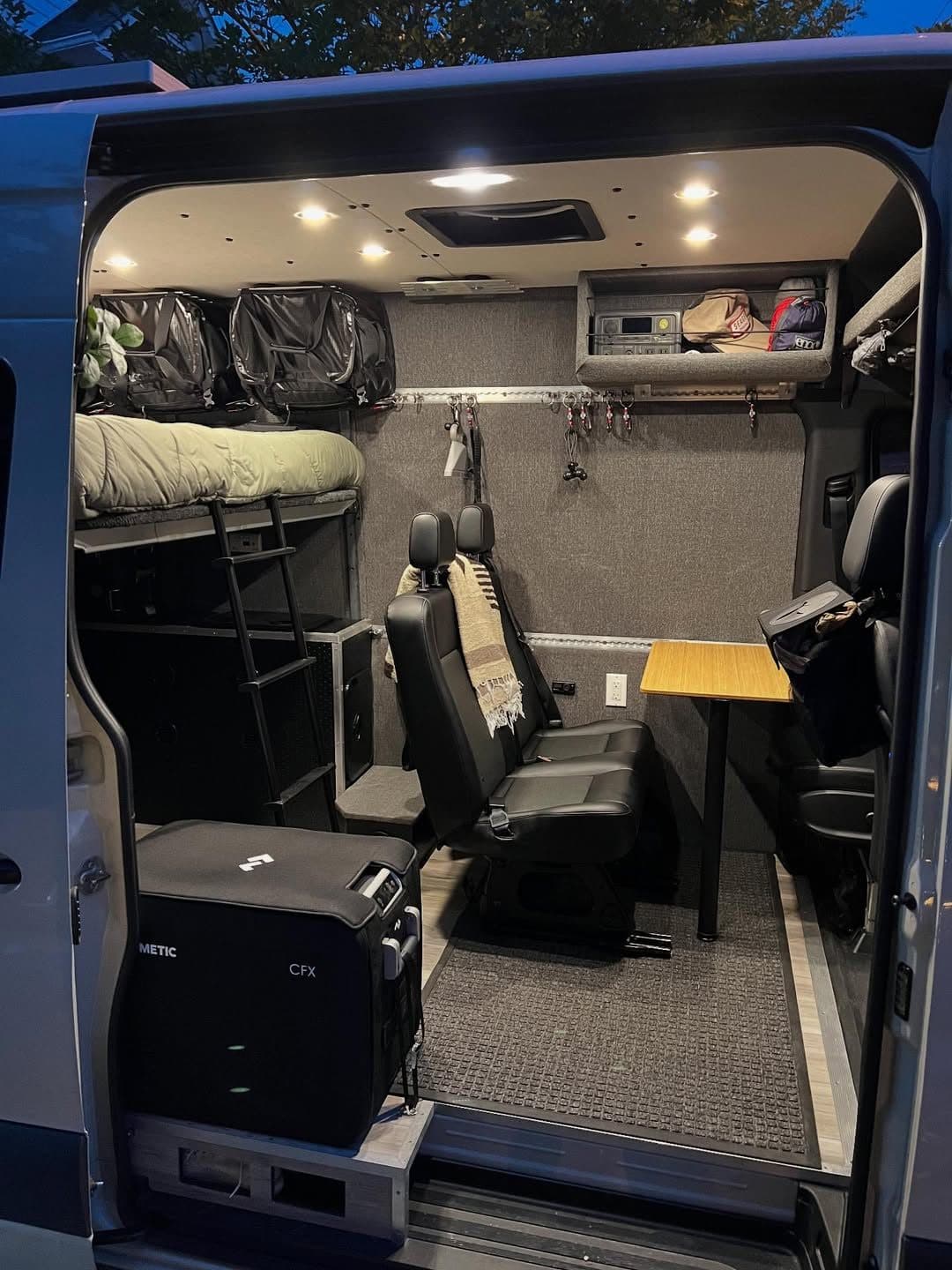Finished interior seating and storage